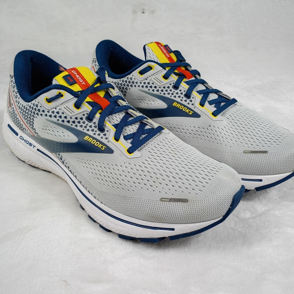 Brooks Ghost 14 Mens Running Shoes Grey Blue Yellow  Size 12